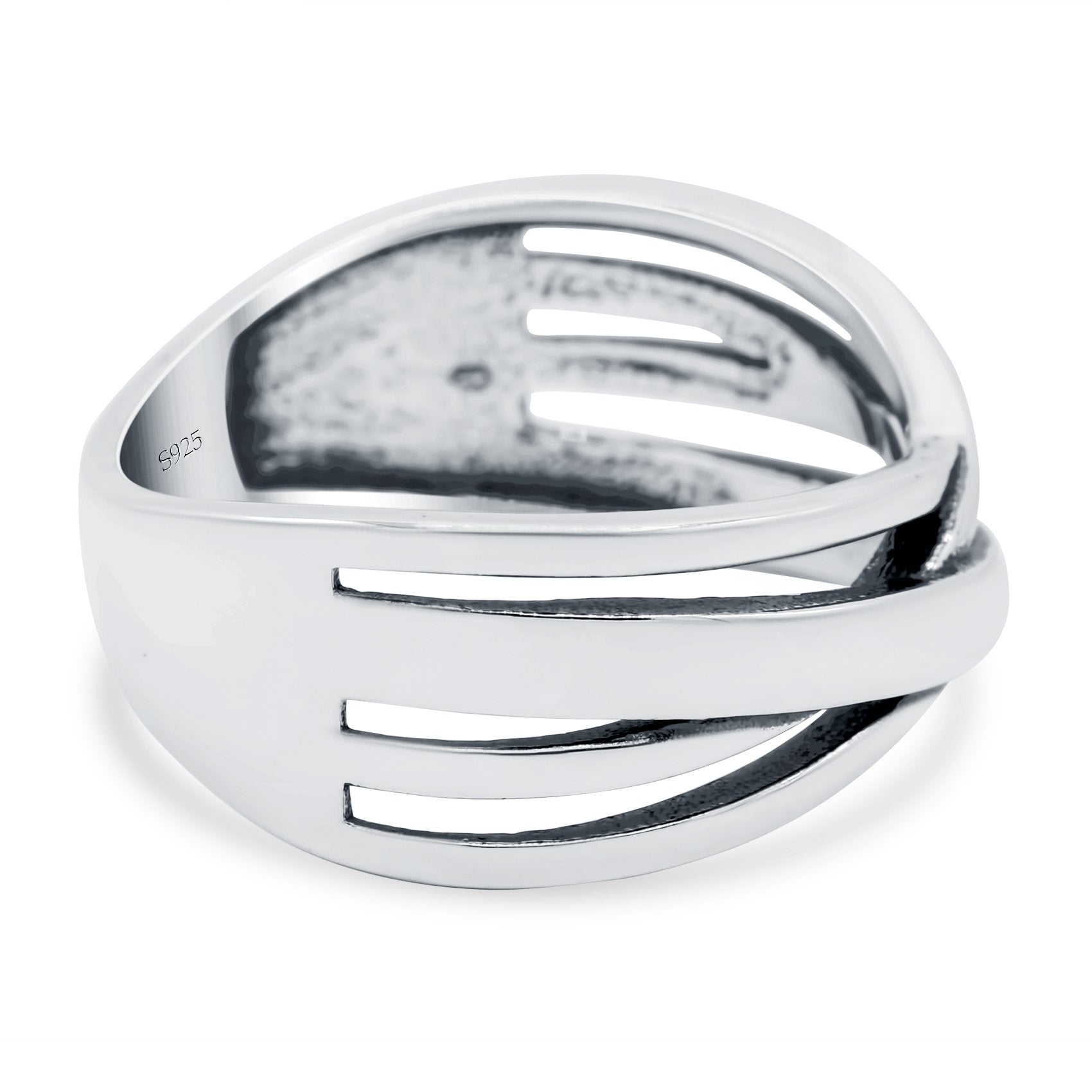 Crisscross Oxidized Band Solid 925 Sterling Silver Thumb Ring (8mm)