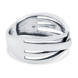 Crisscross Oxidized Band Solid 925 Sterling Silver Thumb Ring (8mm)