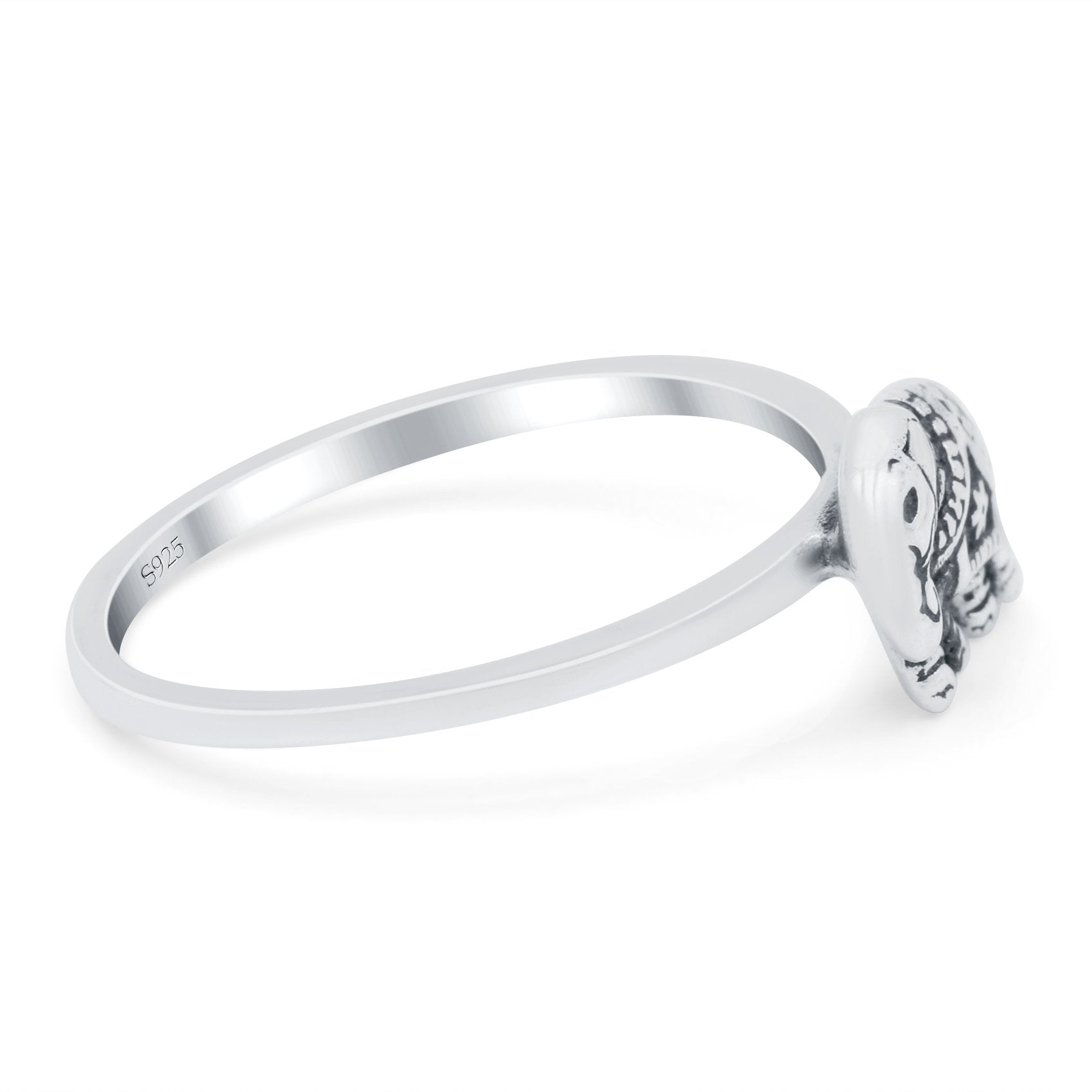 Elephant Oxidized Band Solid 925 Sterling Silver Thumb Ring (7mm)