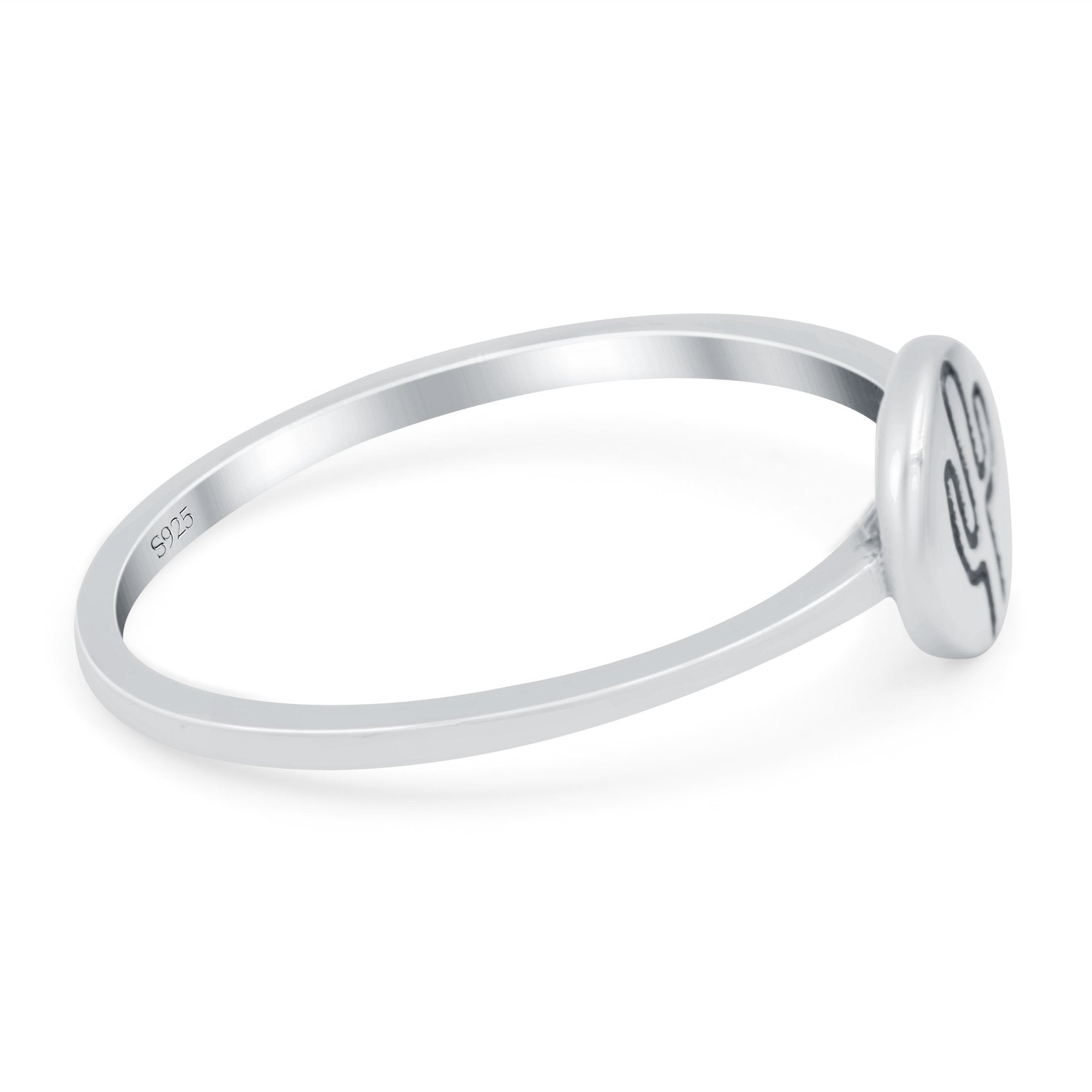 Cactus Ring Oxidized Band Solid 925 Sterling Silver Thumb Ring (7mm)