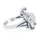 Elephant Oxidized Band Solid 925 Sterling Silver Thumb Ring (14mm)