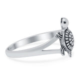 Turtle Band Oxidized Ring Solid 925 Sterling Silver (12mm)