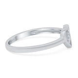 Celtic Heart Band Oxidized Thumb Ring Solid 925 Sterling Silver (7mm)