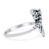 Dragonfly Band Oxidized Solid 925 Sterling Silver Thumb Ring (15mm)