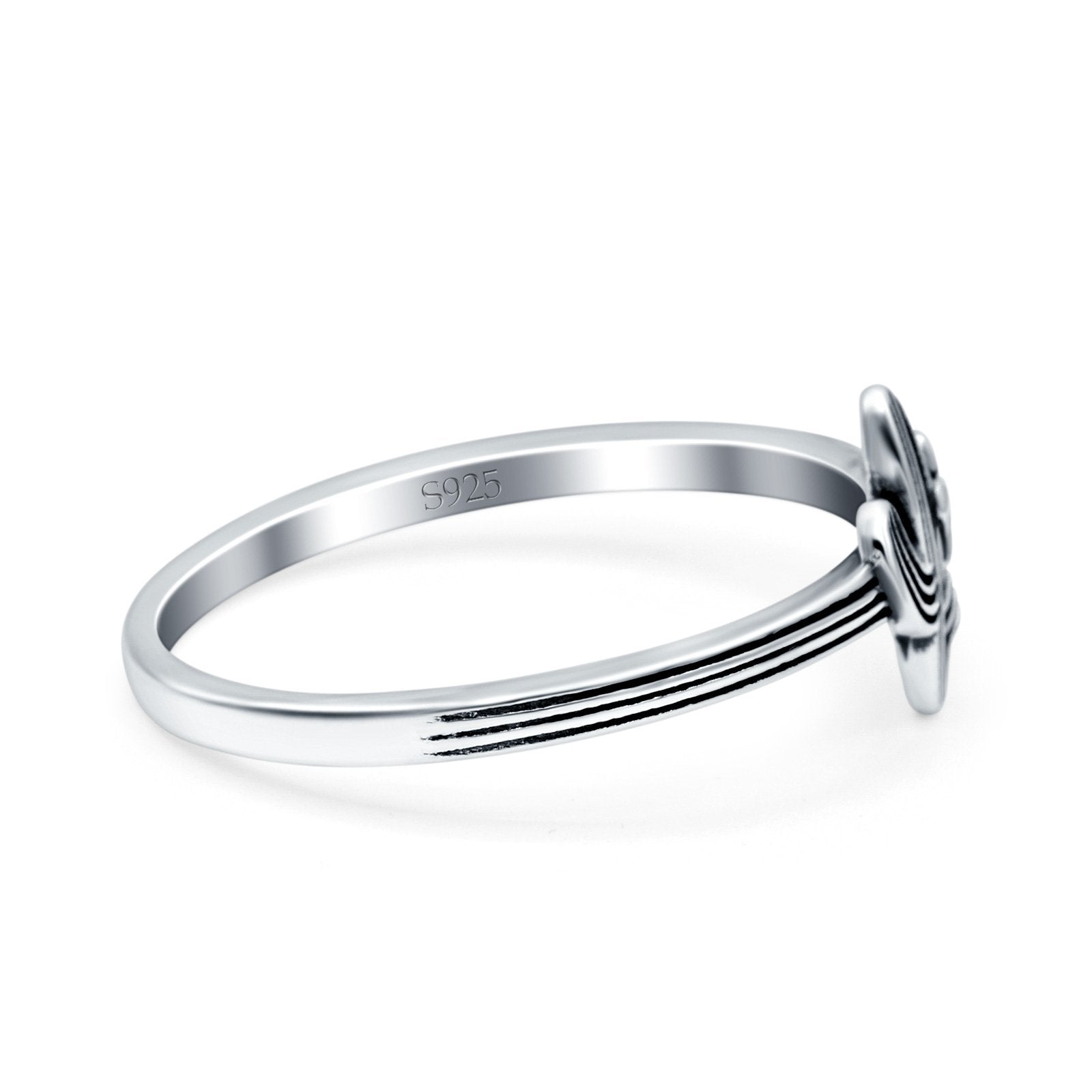 Flower Cactus Oxidized Band Solid 925 Sterling Silver Thumb Ring (10mm)