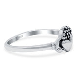 Claddagh Band Oxidized Solid 925 Sterling Silver Thumb Ring (7mm)