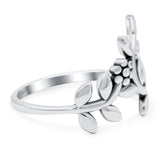 Leaves & Vines Band Oxidized Solid 925 Sterling Silver Thumb Ring (14mm)