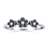Flowers Oxidized Band Solid 925 Sterling Silver Thumb Ring (5.5mm)