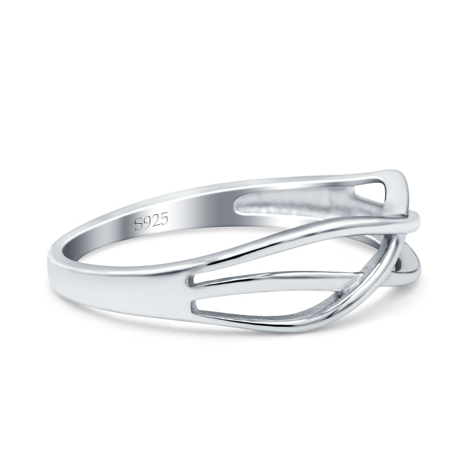 Criss Cross Rhodium Plated Band Solid 925 Sterling Silver Thumb Ring (6mm)