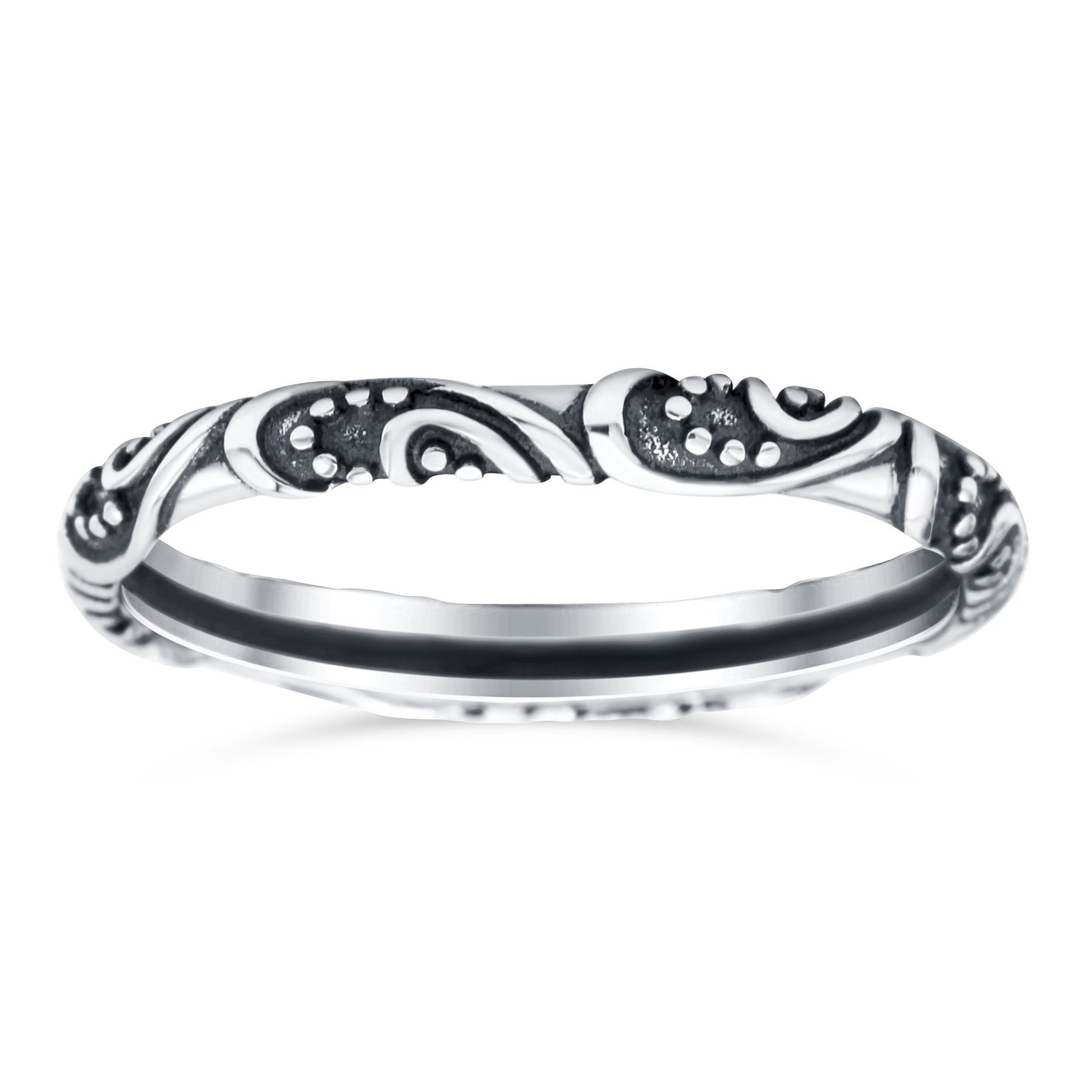 Bali Oxidized Band Solid 925 Sterling Silver Thumb Ring (2.5mm)