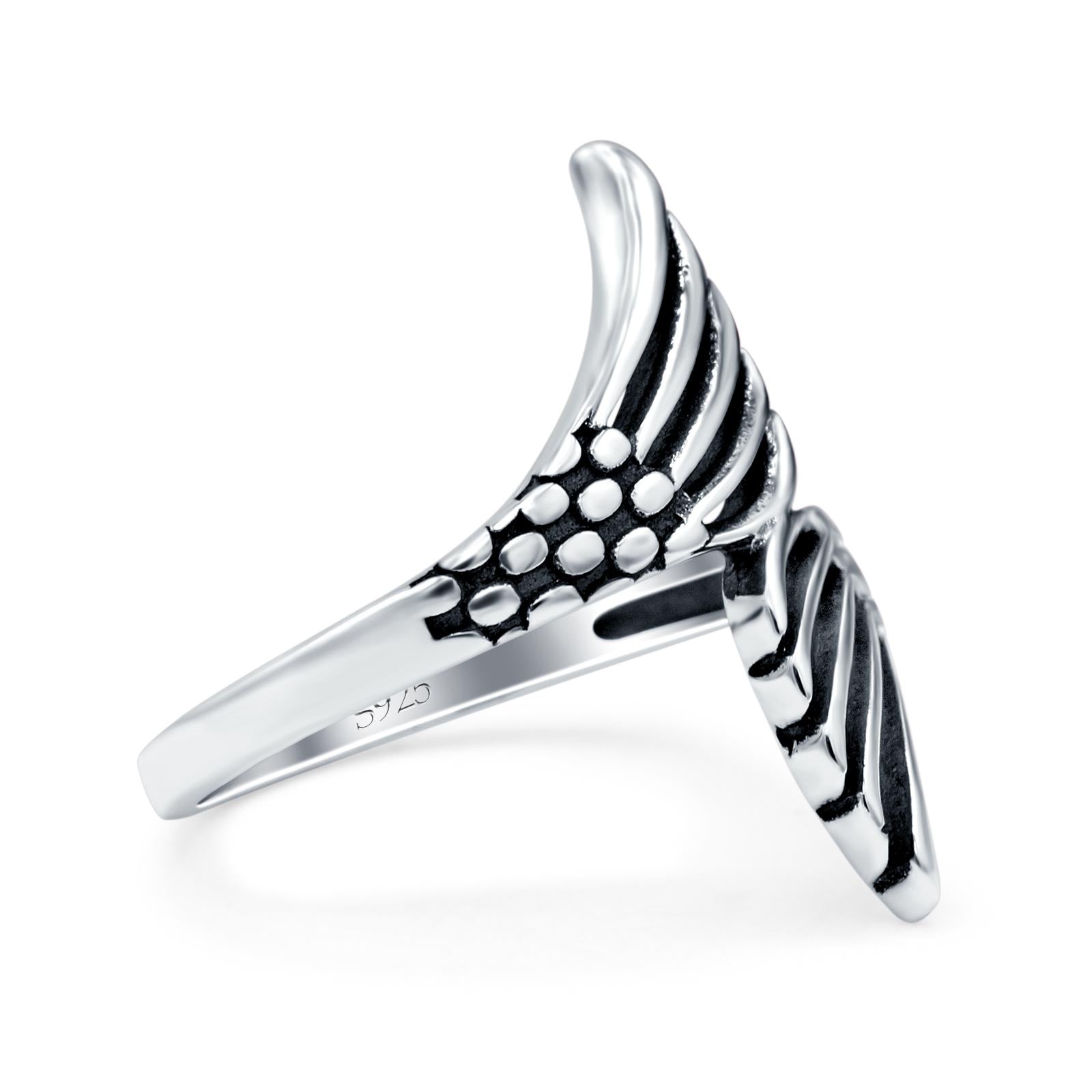 Mermaid Tails Oxidized Band Solid 925 Sterling Silver Thumb Ring (23mm)