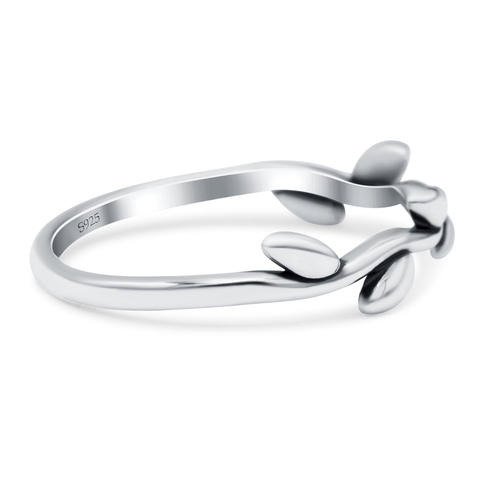 Leaves Oxidized Band Solid 925 Sterling Silver Thumb Ring (5mm)