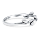 Leaves Oxidized Band Solid 925 Sterling Silver Thumb Ring (5mm)