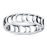 Crescent Moon Oxidized Band Solid 925 Sterling Silver Thumb Ring (5mm)