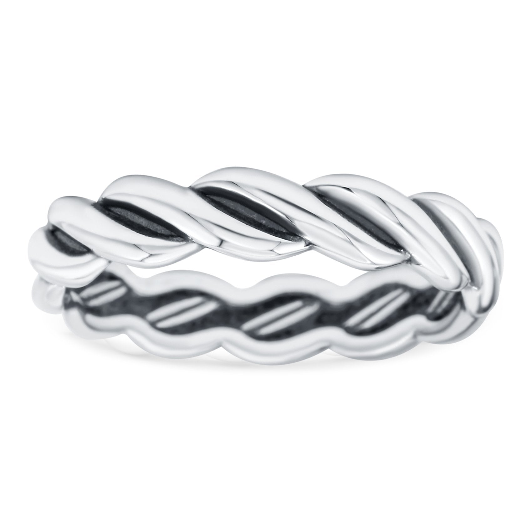 Rope Oxidized Band Solid 925 Sterling Silver Thumb Ring (4mm)