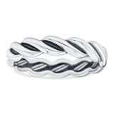 Rope Oxidized Band Solid 925 Sterling Silver Thumb Ring (4mm)