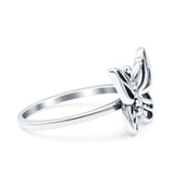 Butterfly Oxidized Band Solid 925 Sterling Silver Thumb Ring (11.7mm)