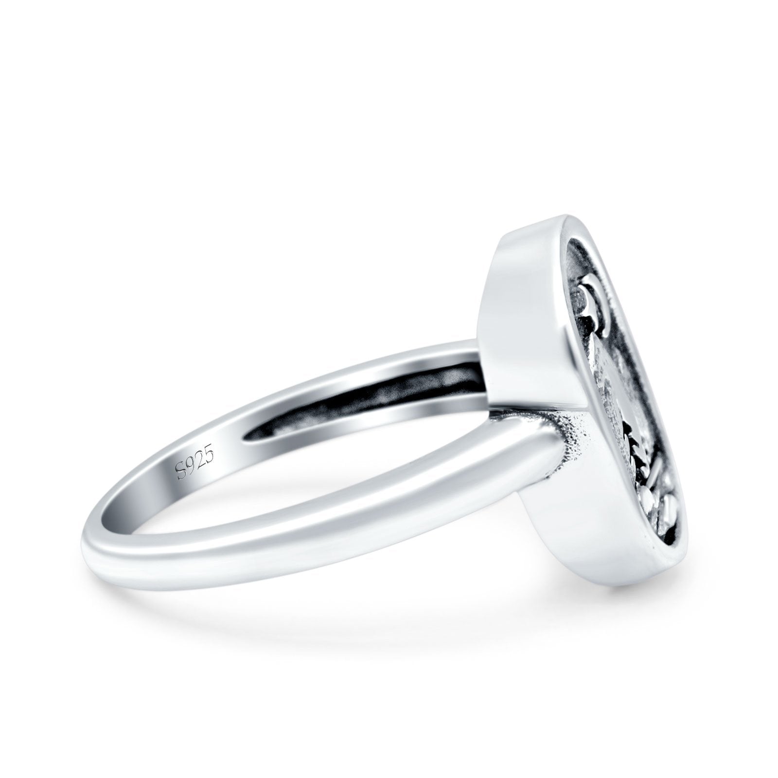 Nature Oxidized Band Solid 925 Sterling Silver Thumb Ring (11.8mm)