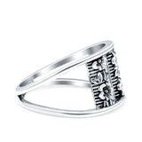 Flowers Oxidized Band Solid 925 Sterling Silver Thumb Ring (11.6mm)