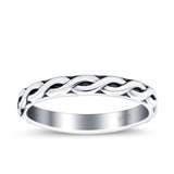 Braid Oxidized Band Solid 925 Sterling Silver Thumb Ring (3mm)