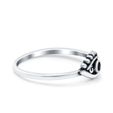 Eye Oxidized Band Solid Black CZ 925 Sterling Silver Thumb Ring (6mm)