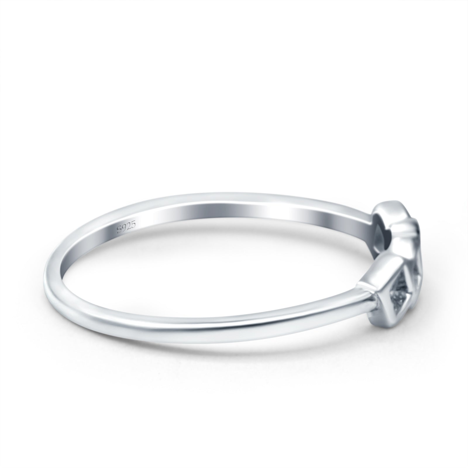 Four Square Eye Style Band Solid 925 Sterling Silver Ring (4mm)