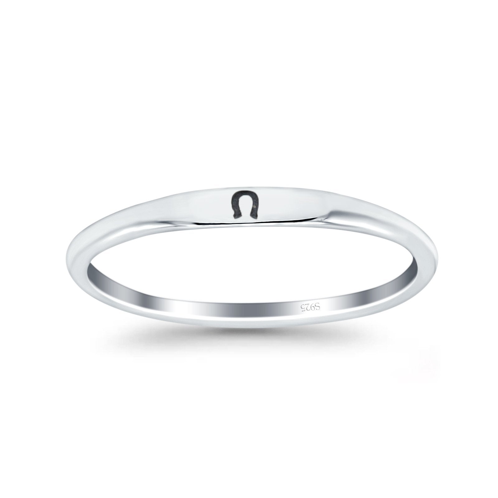 Lucky Horseshoe Oxidized Band Solid 925 Sterling Silver Thumb Ring (2.2mm)