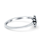 Daisy Band Oxidized Solid 925 Sterling Silver Thumb Ring (7mm)