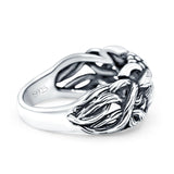 Owl Oxidized Band Solid 925 Sterling Silver Thumb Ring (10.5mm)