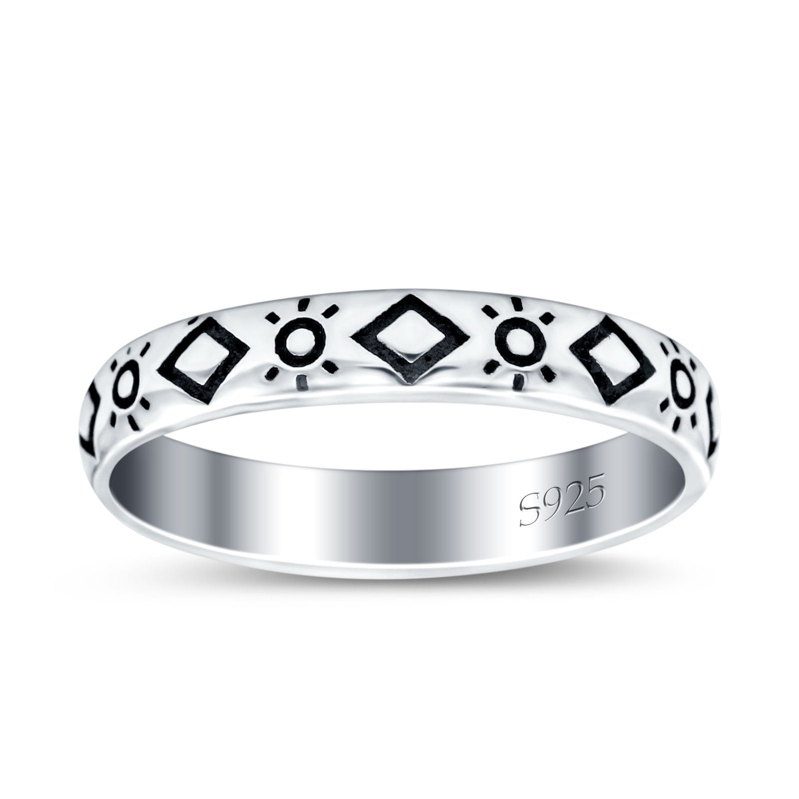 Sun Oxidized Band Solid 925 Sterling Silver Thumb Ring (3mm)