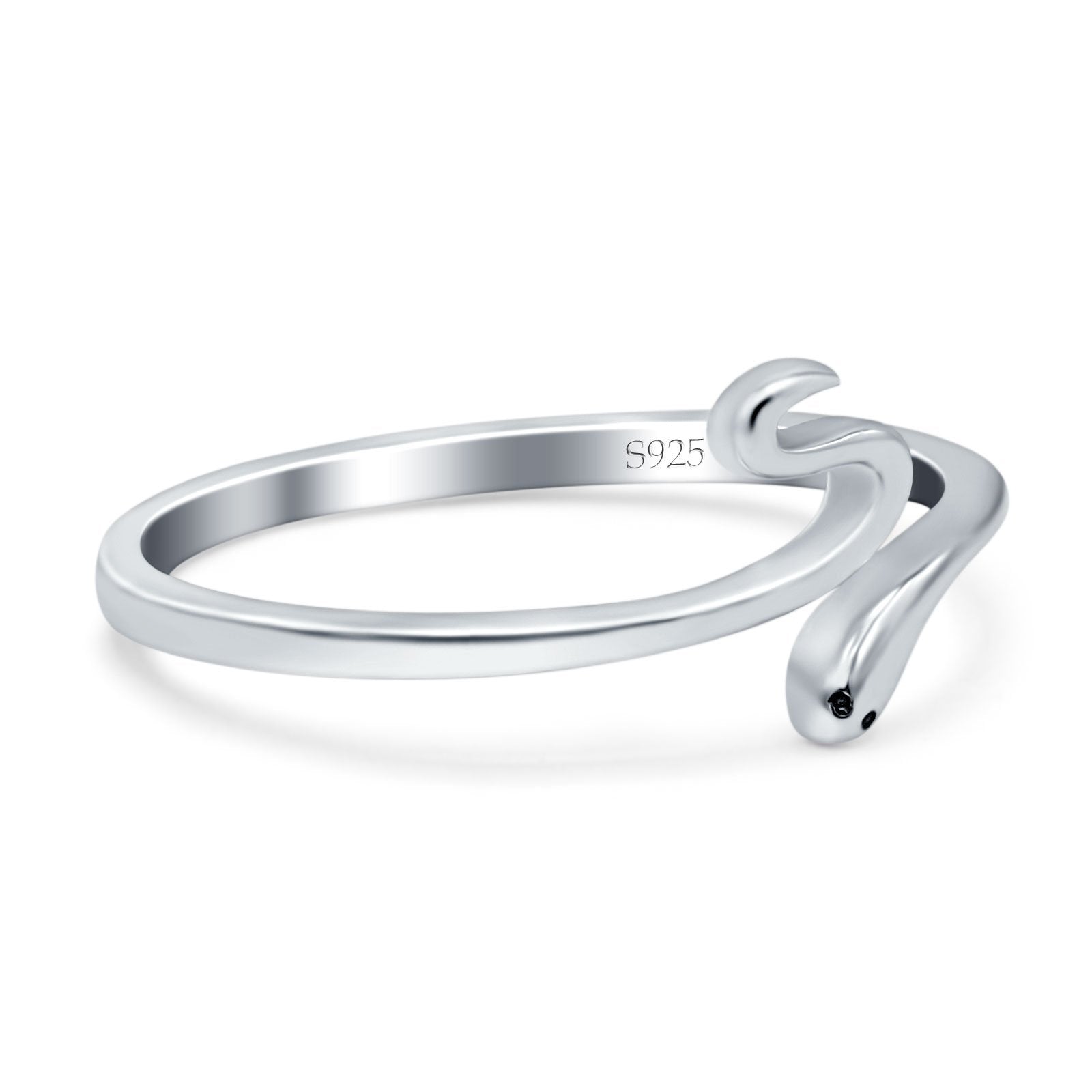 Snake Band Oxidized Ring Solid 925 Sterling Silver (9mm)