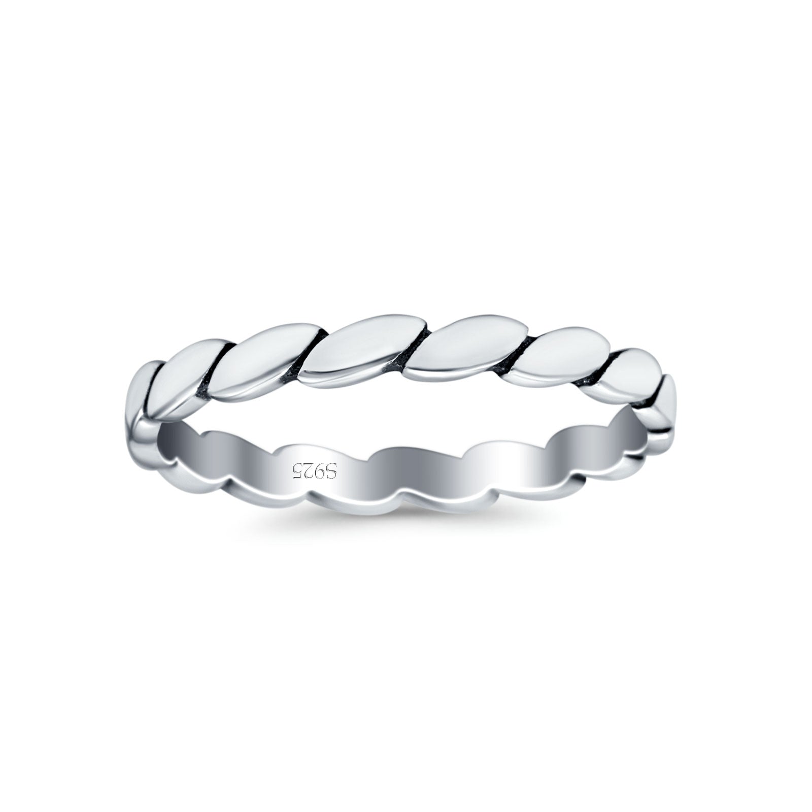 Rope Ring Oxidized Band Solid 925 Sterling Silver Thumb Ring (2mm)