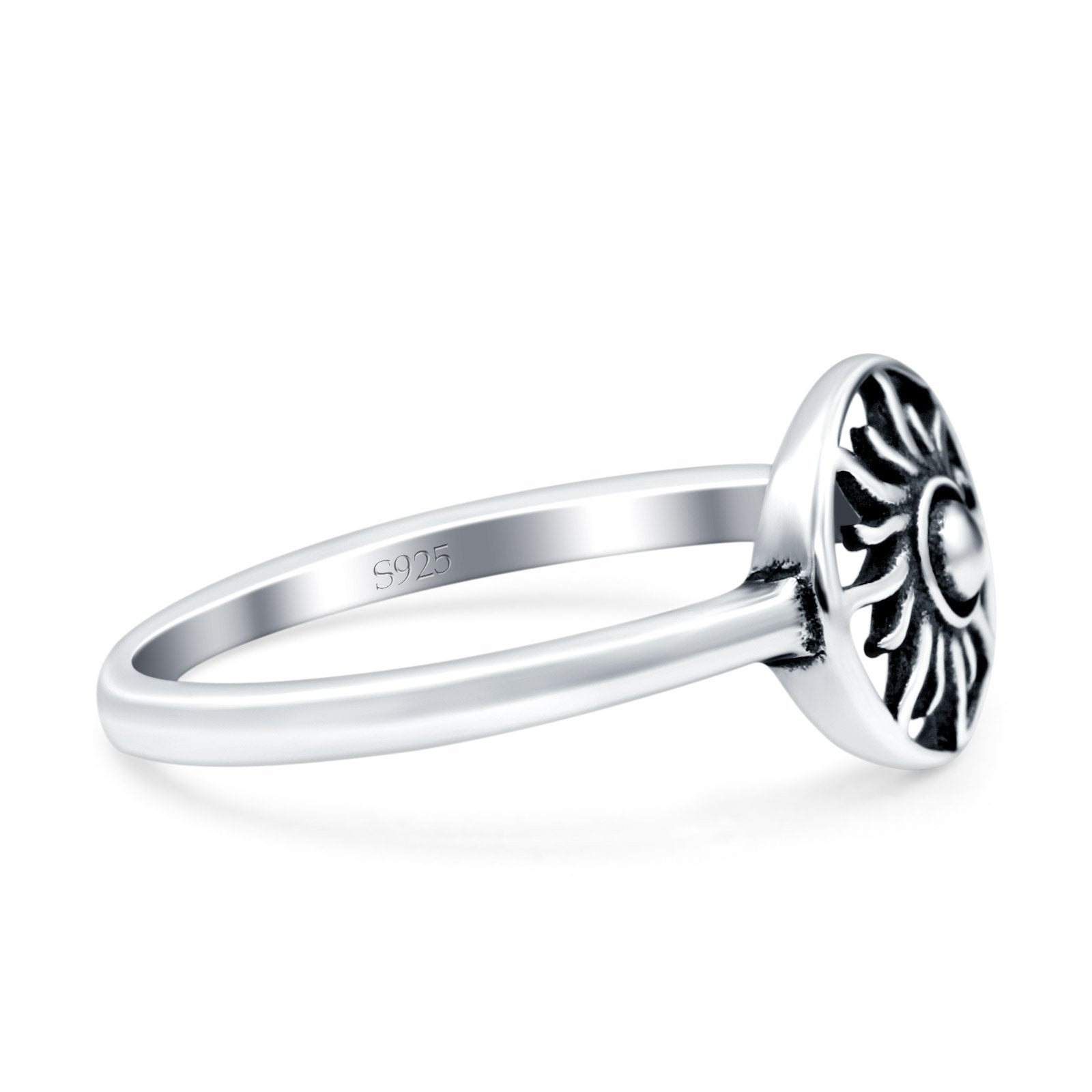 Sun Oxidized Band Solid 925 Sterling Silver Thumb Ring (8mm)