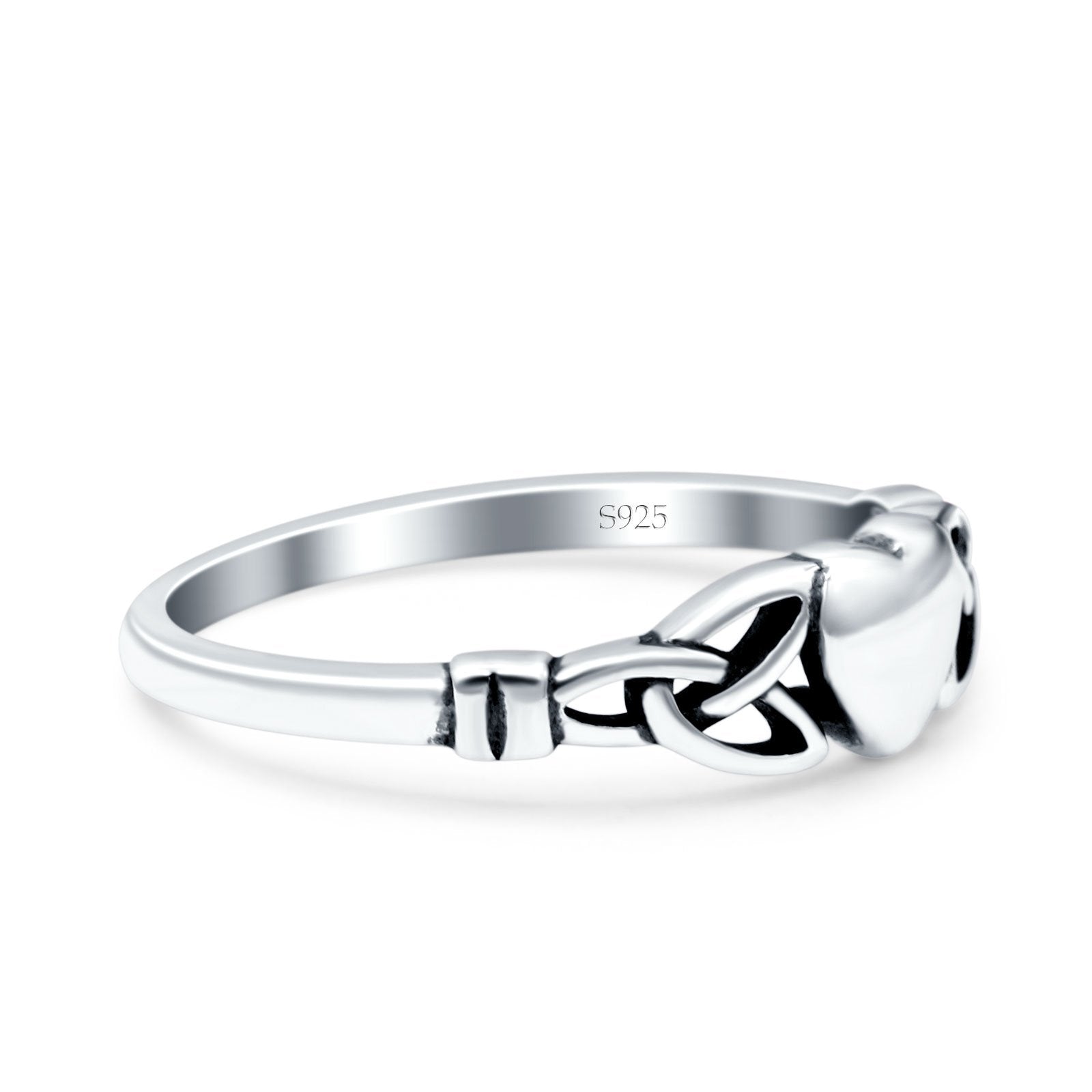 Heart Celtic Oxidized Band Solid 925 Sterling Silver Thumb Ring (5mm)