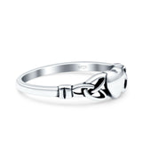 Heart Celtic Oxidized Band Solid 925 Sterling Silver Thumb Ring (5mm)