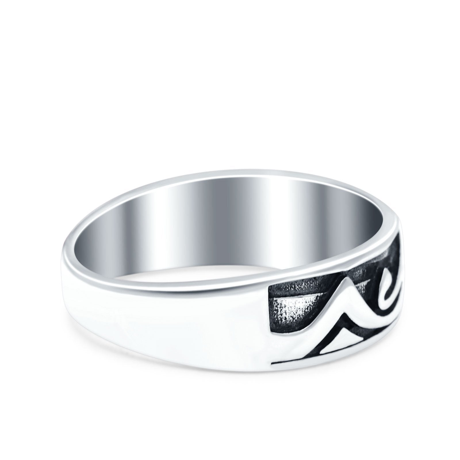 Mountains & Sun Oxidized Band Solid 925 Sterling Silver Thumb Ring (6mm)