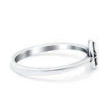 Moon & Star Oxidized Band Solid 925 Sterling Silver Thumb Ring (6mm)