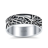 Tree Branches Oxidized Band Solid 925 Sterling Silver Thumb Ring (7mm)