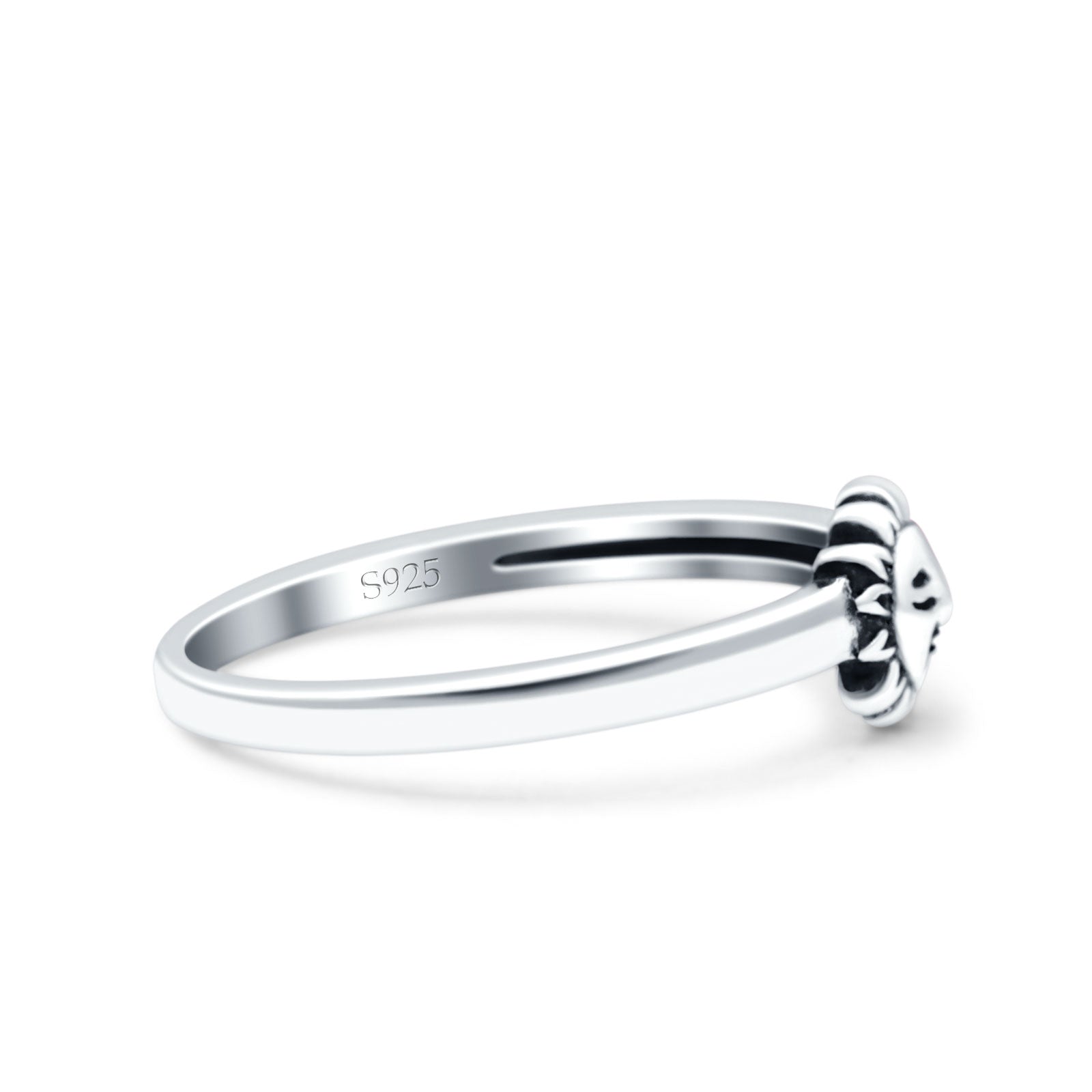 Sun Smiley Face Ring Oxidized Band Solid 925 Sterling Silver Thumb Ring (6mm)