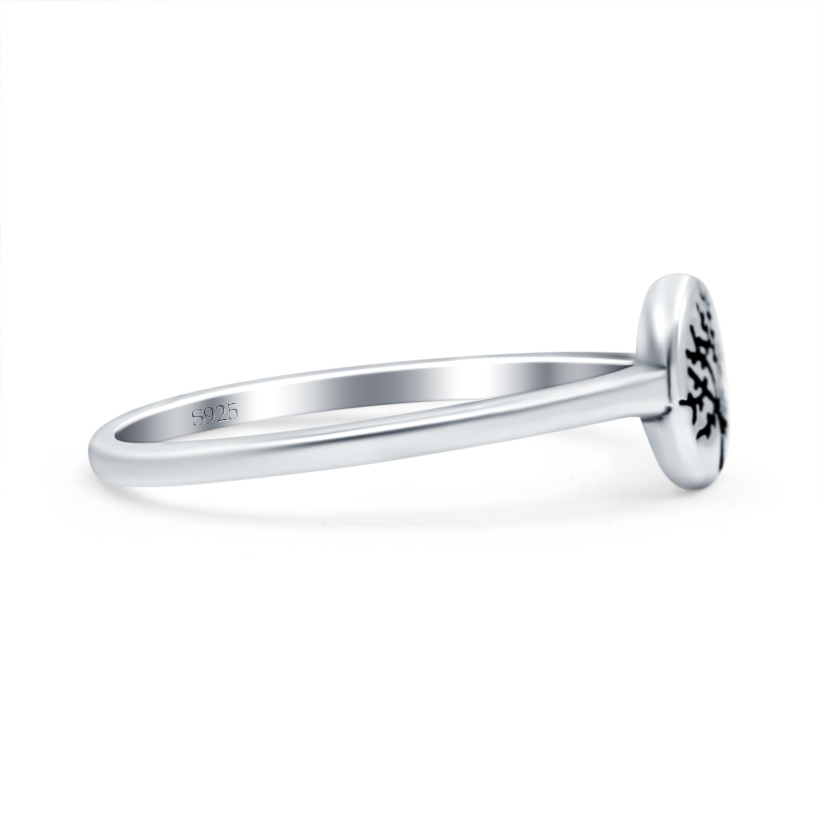 Tree of Life Oxidized Band Solid 925 Sterling Silver Thumb Ring (7mm)