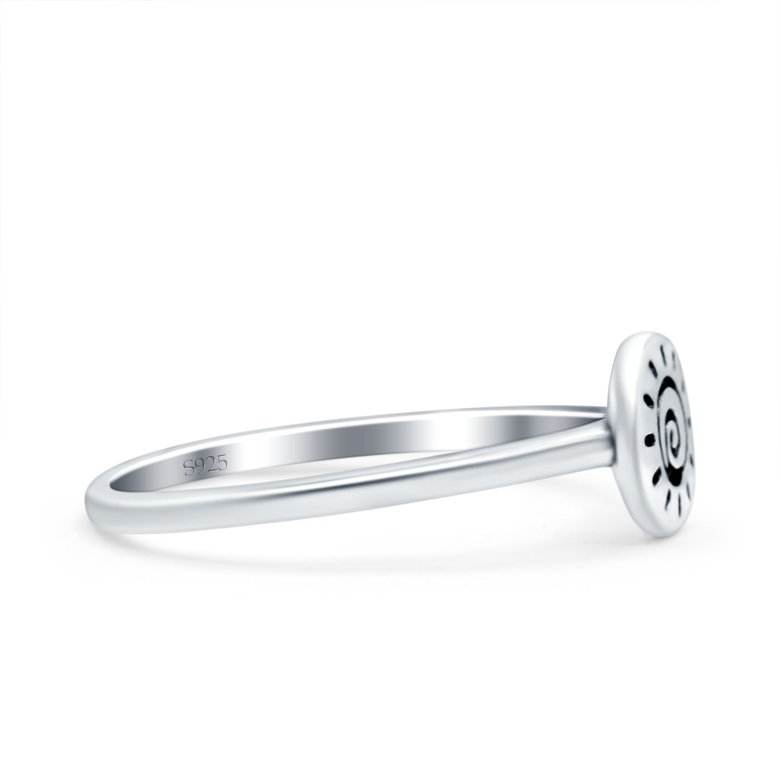 Sun Band Oxidized Solid 925 Sterling Silver Thumb Ring (7mm)