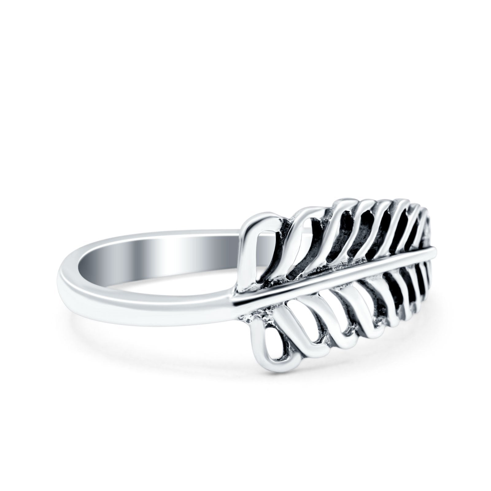 Leaf Oxidized Band Solid 925 Sterling Silver Thumb Ring (8.1mm)