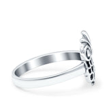 Owl Oxidized Band Solid 925 Sterling Silver Thumb Ring (12mm)