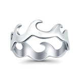 Wave Oxidized Band Solid 925 Sterling Silver Thumb Ring (7mm)