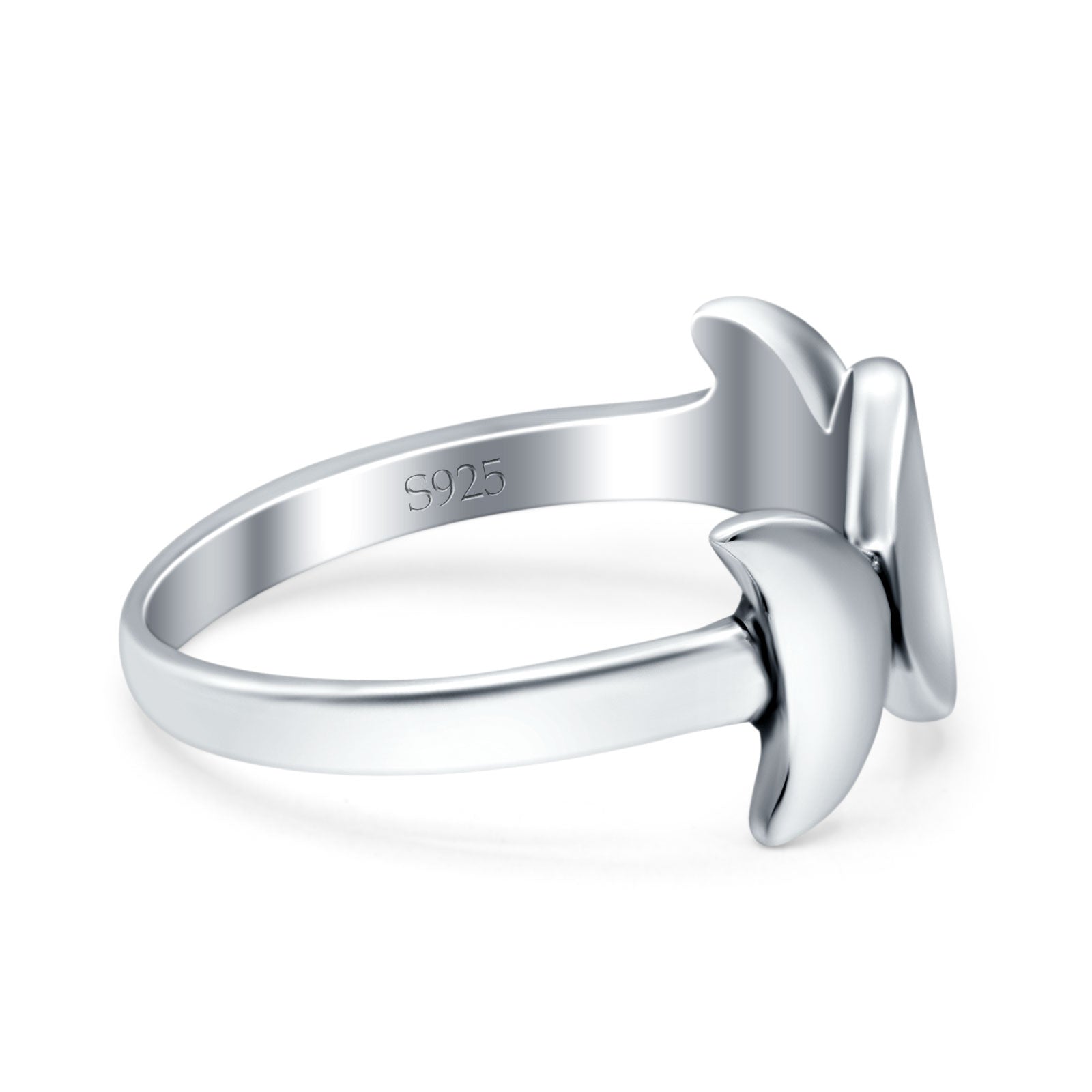 Moon Phases Style Band Solid 925 Sterling Silver Ring (9mm)