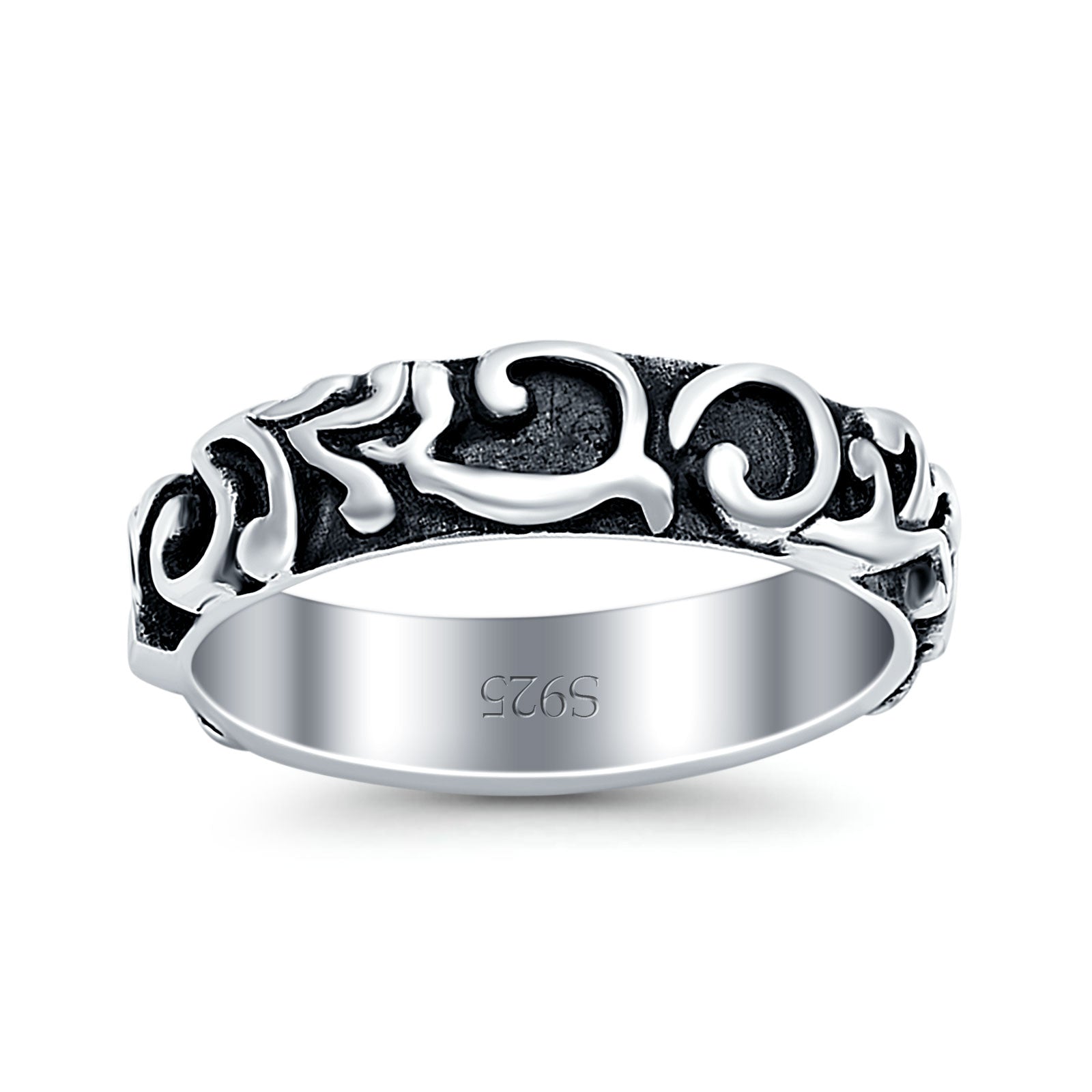 Silver Oxidized Band Solid 925 Sterling Silver Thumb Ring (5.5mm)