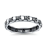 Skull Oxidized Band Solid 925 Sterling Silver Thumb Ring (4mm)