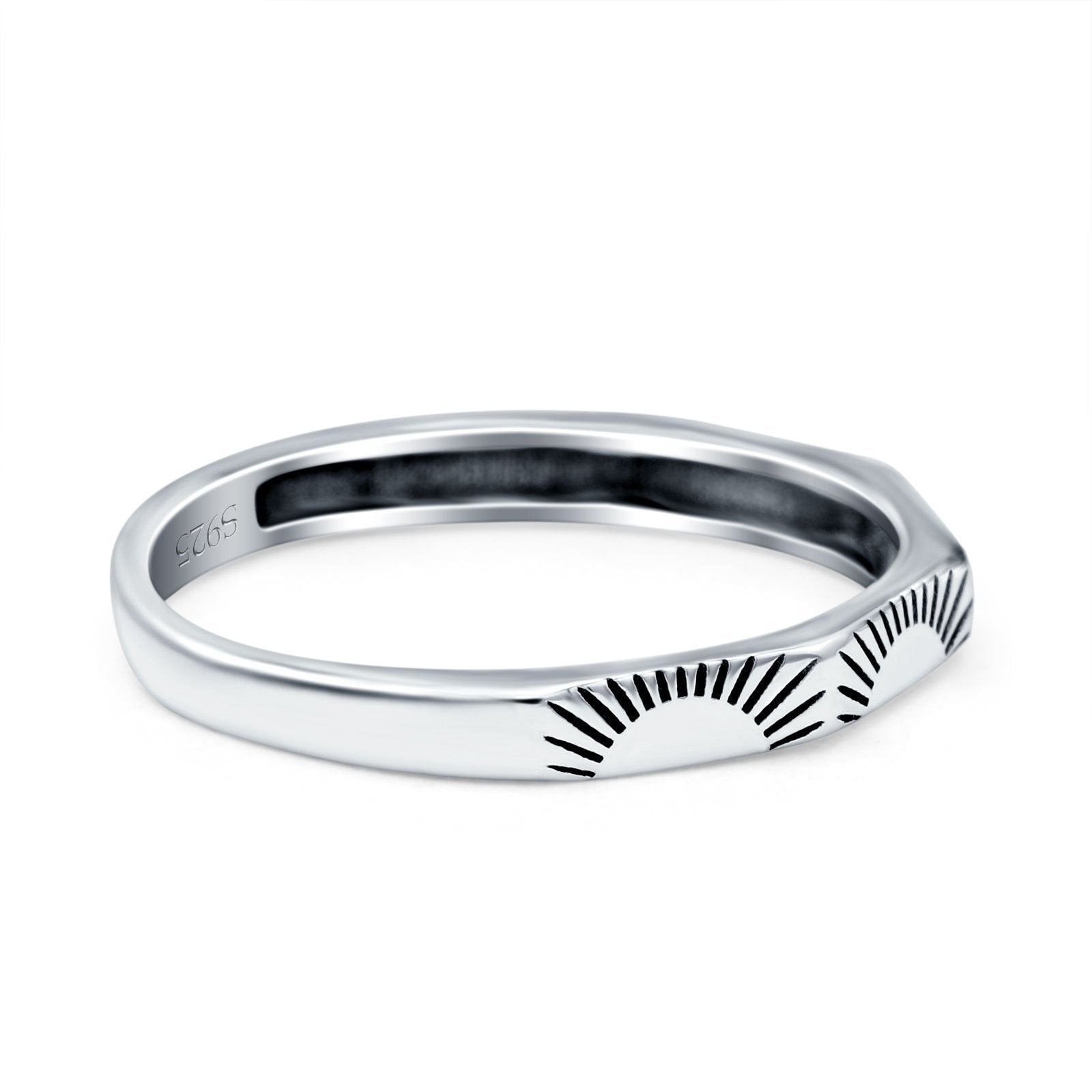Oxidized Sunset Band Solid 925 Sterling Silver Thumb Ring (2.5mm)