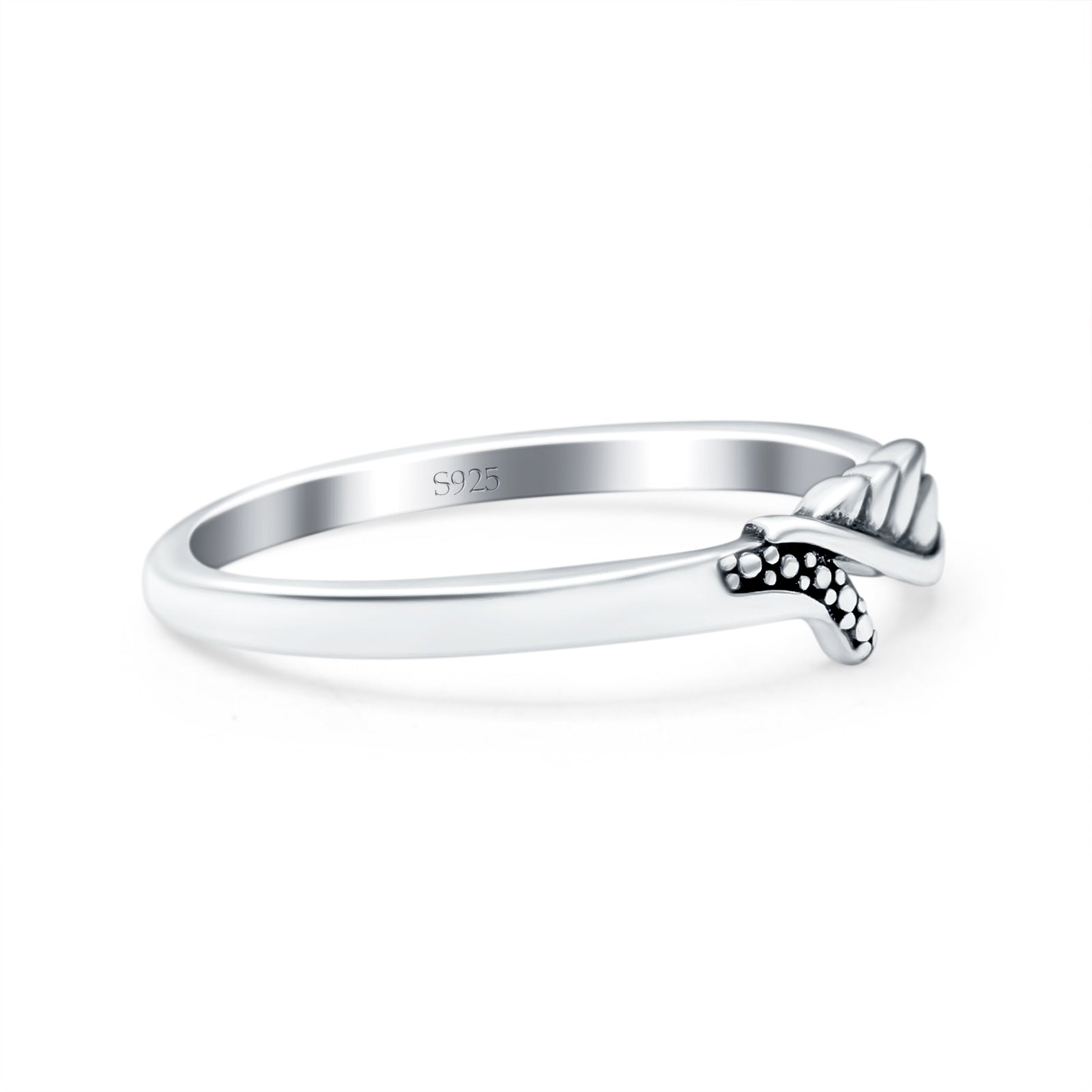 Wing Oxidized Band Solid 925 Sterling Silver Thumb Ring (5mm)