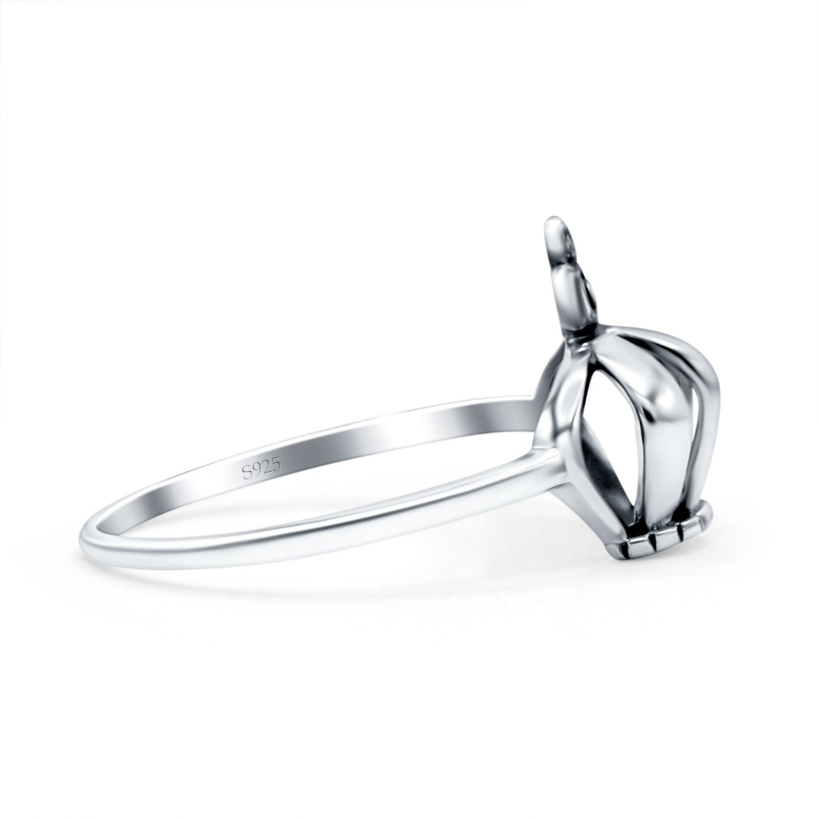 Royal Crown Oxidized Band Solid 925 Sterling Silver Thumb Ring (11mm)